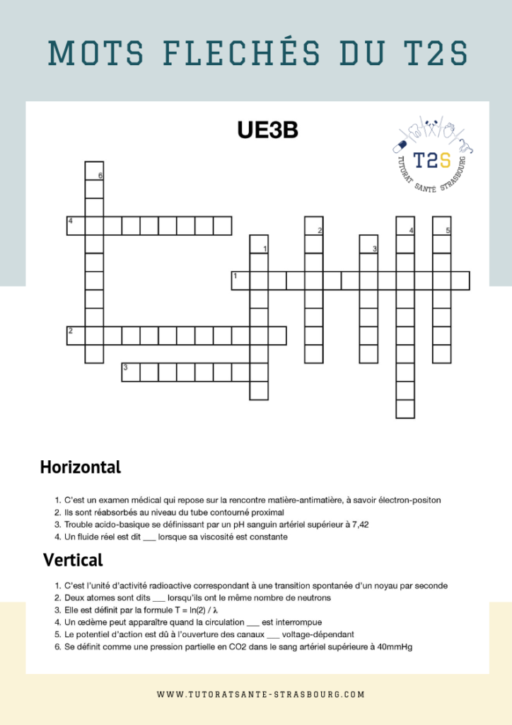 Mots Fleches Calendrier De La Semaine Tutorat Sante Strasbourg